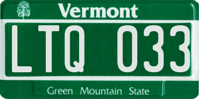 VT license plate LTQ033