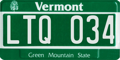 VT license plate LTQ034
