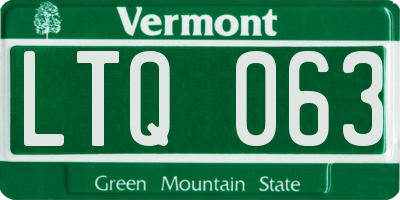 VT license plate LTQ063