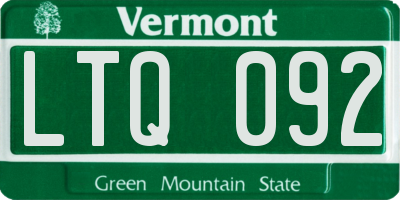 VT license plate LTQ092