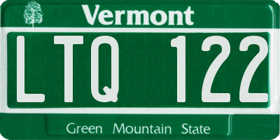 VT license plate LTQ122