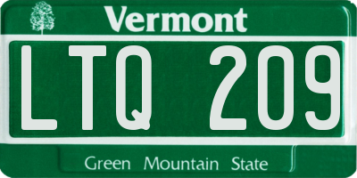 VT license plate LTQ209