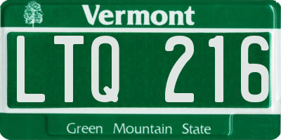 VT license plate LTQ216
