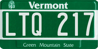 VT license plate LTQ217