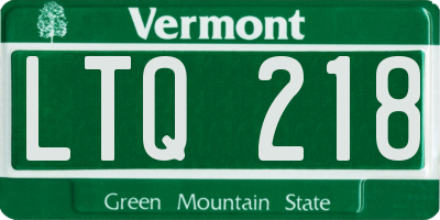 VT license plate LTQ218