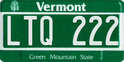 VT license plate LTQ222