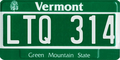 VT license plate LTQ314
