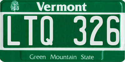 VT license plate LTQ326