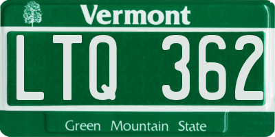 VT license plate LTQ362