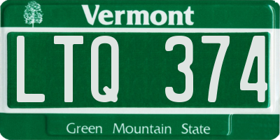 VT license plate LTQ374