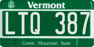 VT license plate LTQ387