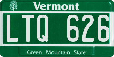 VT license plate LTQ626