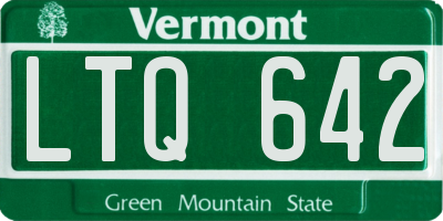 VT license plate LTQ642