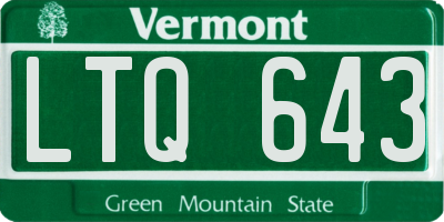 VT license plate LTQ643