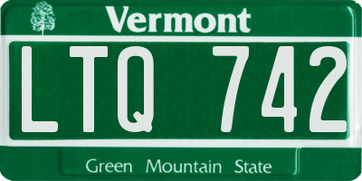 VT license plate LTQ742