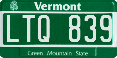 VT license plate LTQ839