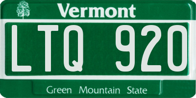 VT license plate LTQ920