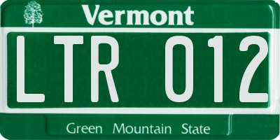 VT license plate LTR012