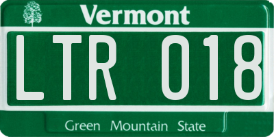 VT license plate LTR018