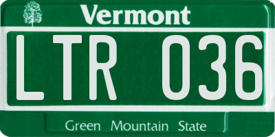 VT license plate LTR036