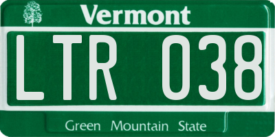 VT license plate LTR038