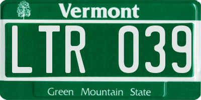 VT license plate LTR039