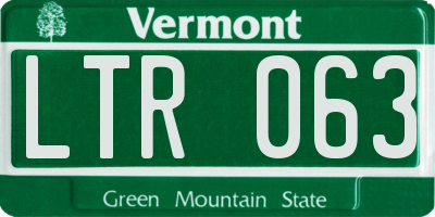 VT license plate LTR063