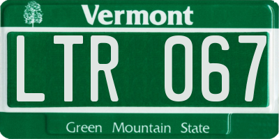 VT license plate LTR067