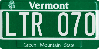 VT license plate LTR070