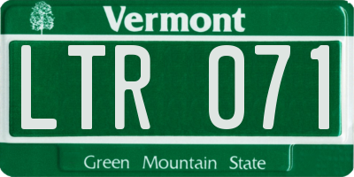 VT license plate LTR071