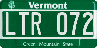 VT license plate LTR072
