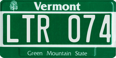 VT license plate LTR074
