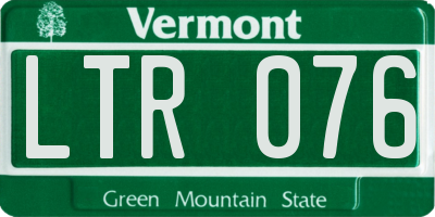 VT license plate LTR076