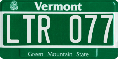 VT license plate LTR077