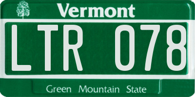 VT license plate LTR078