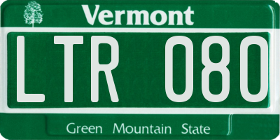 VT license plate LTR080