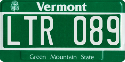 VT license plate LTR089