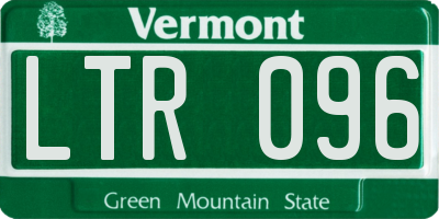 VT license plate LTR096