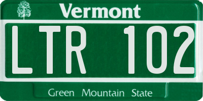 VT license plate LTR102