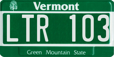 VT license plate LTR103