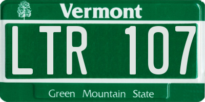 VT license plate LTR107