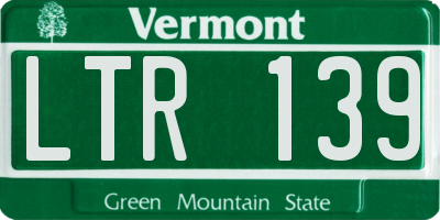 VT license plate LTR139