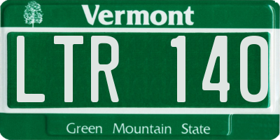 VT license plate LTR140