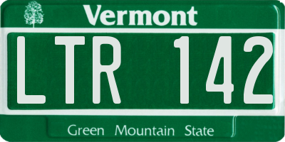 VT license plate LTR142