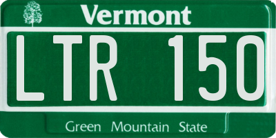 VT license plate LTR150