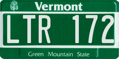 VT license plate LTR172