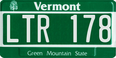 VT license plate LTR178