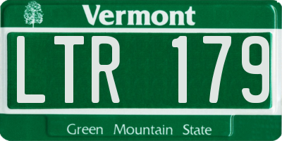 VT license plate LTR179
