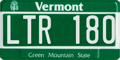 VT license plate LTR180
