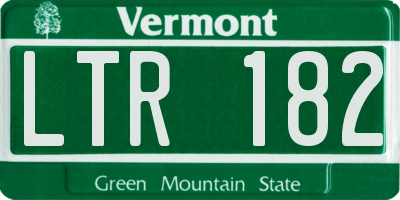 VT license plate LTR182